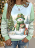 Sweat-shirts Femmes Décontracté Printemps / Automne Bonhomme de Neige de Noël Polyester Naturel Aucune élasticité Ample Manches Longues Col Rond
