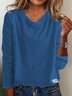 T-shirts Décontracté Plain Printemps / Automne Col V Micro-élasticité Quotidien Ample Jersey Manches Longues pour Femmes