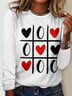 T-shirts Femmes Décontracté Printemps / Automne Coeur/cordé Micro-élasticité Quotidien Manches Longues Col Rond Régulier Régulier