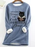 Sweat-shirts Décontracté Hiver Imprimé de Lettre Motif Aucune élasticité Quotidien Ample Col Rond Mi-long Droit pour Femmes