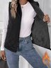 Micro-élasticité Col Châle Sans Manches en Toison Plain Gilet pour Femmes