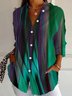 Chemises Ombre Décontracté Printemps / Automne Polyester Aucune élasticité Ample Manches Longues Régulier Col de Chemise pour Femmes