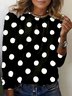 T-shirts Femmes Pois Polka Décontracté Printemps / Automne Micro-élasticité Quotidien Manches Longues Régulier Droit Régulier