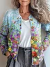 Cardigans Femmes Boho Ethnique Printemps / Automne Tricoté Faire la navette Ample Col Rond Droit Régulier
