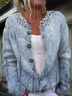 Cardigans Femmes Rétro impression en 3D Printemps / Automne Tricoté Micro-élasticité Ample Manches Longues Droit Régulier