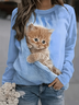 à Capuche Femmes Décontracté Printemps / Automne Lettres de texte Coton Sweat-shirt à Capuche Micro-élasticité Coupe Régulière Manches Longues Régulier