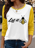 T-shirts Décontracté Lettres de texte Printemps / Automne Ample Jersey Manches Longues Col Rond Droit Régulier pour Femmes