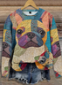 Sweat-shirts Décontracté Imprimé d'Animal Printemps / Automne Micro-élasticité Quotidien Ample Col Rond Régulier Régulier pour Femmes