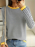 T-shirts Femmes Rayé Décontracté Printemps / Automne Micro-élasticité Quotidien Ample Jersey Manches Longues Droit