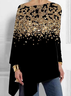 Chemisiers1 Décontracté Bloc de Couleur Printemps / Automne Quotidien Ample Jersey Manches Longues Mi-long Régulier pour Femmes