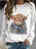 à Capuche Décontracté Printemps / Automne Lettres de texte Coton Micro-élasticité Quotidien Coupe Régulière Manches Longues Régulier pour Femmes