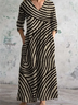 Femmes Rayé Noir Col V Confortable Robe Maxi Rétro