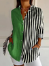 Chemises Femmes Rayé Décontracté Printemps / Automne Polyester Manches Longues Régulier Droit Régulier Col de Chemise