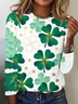 T-shirts Décontracté Floral Printemps / Automne Quotidien Jersey Manches Longues Régulier Droit Régulier pour Femmes
