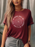 T-shirts Décontracté Été Imprimé de Lettre Motif Micro-élasticité Ample Jersey Manches Courtes Régulier Droit pour Femmes