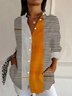 Chemises Rayé Décontracté Printemps / Automne Polyester Ample Manches Longues Régulier Col de Chemise T.-N.-L. pour Femmes