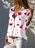 Chemises Rétro Printemps / Automne Coeur/cordé Vacances Ample Manches Longues Régulier Droit Col de Chemise pour Femmes