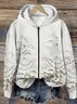 à Capuche Femmes Décontracté Floral Printemps / Automne Coton Micro-élasticité Coupe Régulière Manches Longues Régulier Encapuchonné