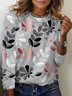 T-shirts Décontracté Printemps / Automne Feuille Quotidien Ample Jersey Manches Longues Col Rond Droit pour Femmes