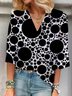 Chemisiers1 Pois Polka Décontracté Printemps / Automne Polyester Col V Aucune élasticité Régulier Droit Régulier pour Femmes