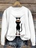 Sweat-shirts Décontracté Printemps / Automne Chat Quotidien ÉPINGLE Style 1 * Top Manches Longues Droit Régulier pour Femmes
