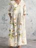 Femmes impression en 3D Comme Image Col V Confortable Robe Maxi Rétro