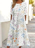 Femmes impression en 3D Comme Image Col Rond Confortable Robe Maxi Rétro