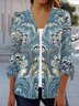 Élasticité moyenne Col V Manches trois quarts Régulier Géométrique Kimono pour Femmes