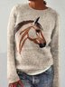 Pulls Femmes Décontracté Imprimé d'Animal Printemps / Automne Quotidien Coupe Régulière Manches Longues Col Rond Laine/Tricot Régulier