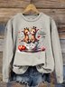 Sweat-shirts Décontracté Printemps / Automne Cerf Micro-élasticité Quotidien 1 * Top Manches Longues Régulier Droit pour Femmes