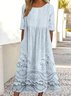 Femmes impression en 3D Blanc Col Rond Confortable Robe Maxi Rétro