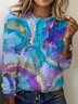 T-shirts Décontracté Abstrait Printemps / Automne Polyester Quotidien Meilleure vente Manches Longues Régulier Régulier pour Femmes