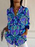 Chemises Femmes Décontracté Ethnique Printemps / Automne Polyester Aucune élasticité Manches Longues Régulier Col de Chemise T.-N.-L.