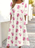 Femmes impression en 3D Comme Image Col Rond Confortable Robe Maxi Rétro