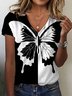 T-shirts Décontracté Été Papillon Aucune élasticité Quotidien Ample Jersey Droit Régulier pour Femmes