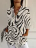 Chemises Rayé Décontracté Printemps / Automne Polyester Manches Longues Droit Régulier Col de Chemise T.-N.-L. pour Femmes