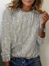 T-shirts Décontracté Floral Printemps / Automne Quotidien Jersey Manches Longues Col Rond Régulier Régulier pour Femmes