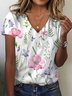 T-shirts Femmes Décontracté Floral Été Aucune élasticité Ample Manches Courtes Régulier Droit Régulier