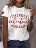 T-shirts Femmes Décontracté Été Lettres de texte Micro-élasticité Ample Jersey Manches Courtes Col Rond Régulier
