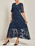 Femmes Plain Bleu Foncé Col V Confortable Robe Maxi Décontracté