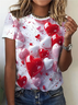 T-shirts Décontracté Été Coeur/cordé Quotidien Ample Col Rond Régulier Droit Régulier pour Femmes