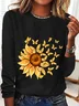 Chemisiers1 Femmes Décontracté Floral Printemps / Automne Ample Meilleure vente Manches Longues en Mélangé de Coton Régulier Droit