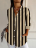 Chemises Femmes Rayé Décontracté Printemps / Automne Polyester Aucune élasticité Manches Longues Droit Boucle Régulier