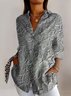 Chemises Géométrique Décontracté Printemps / Automne Polyester Micro-élasticité Coupe Régulière Manches Longues Trapèze Col de Chemise pour Femmes