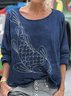 T-shirts Femmes Décontracté Printemps / Automne Plaid Coton Coupe Régulière Manches Longues Col Rond Régulier Régulier