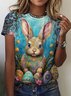 T-shirts Décontracté Imprimé d'Animal Été Polyester Coupe Régulière Manches Courtes Col Rond Trapèze Régulier pour Femmes