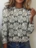 T-shirts Femmes Rétro Printemps / Automne Plaid Polyester Quotidien Col Rond Régulier Trapèze Régulier