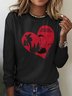 T-shirts Décontracté Printemps / Automne Plaid Polyester Micro-élasticité Quotidien Col Rond Trapèze Régulier pour Femmes