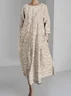 Femmes impression en 3D Gruau Col Rond Confortable Robe Maxi Rétro
