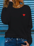 T-shirts Femmes Décontracté Printemps / Automne Coeur/cordé Imprimé Micro-élasticité Quotidien Ample Jersey Manches Longues